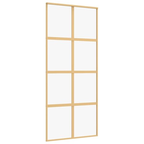 Schuifdeur 90x205 cm helder ESG-glas en aluminium goudkleurig 2