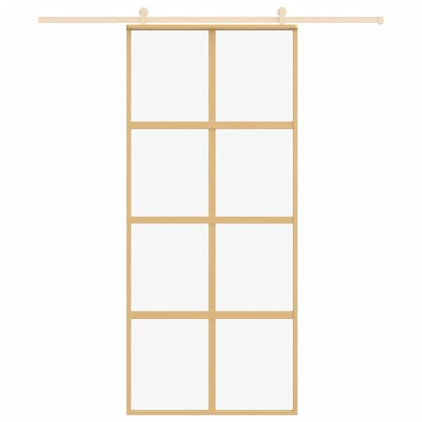 Schuifdeur 90x205 cm helder ESG-glas en aluminium goudkleurig 3