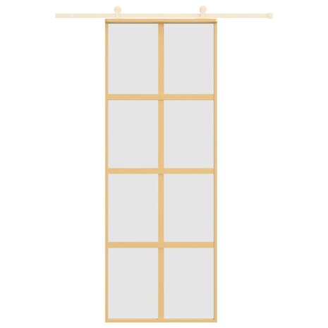 Schuifdeur 76x205 cm mat ESG-glas en aluminium goudkleurig 3