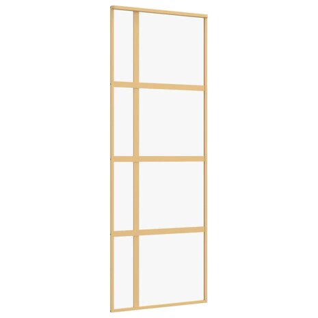 Schuifdeur 76x205 cm helder ESG-glas en aluminium goudkleurig 2