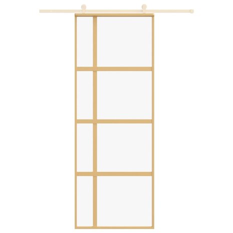 Schuifdeur 76x205 cm helder ESG-glas en aluminium goudkleurig 3