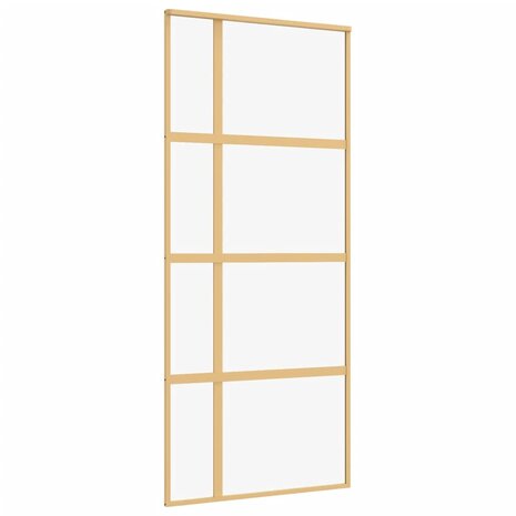 Schuifdeur 90x205 cm helder ESG-glas en aluminium goudkleurig 2