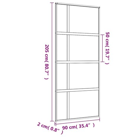 Schuifdeur 90x205 cm helder ESG-glas en aluminium goudkleurig 8