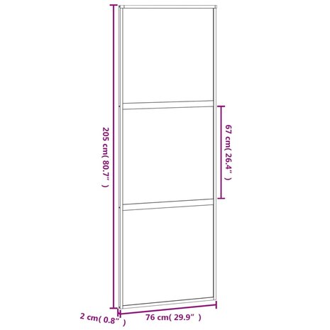 Schuifdeur 76x205 cm gehard glas en aluminium wit 8