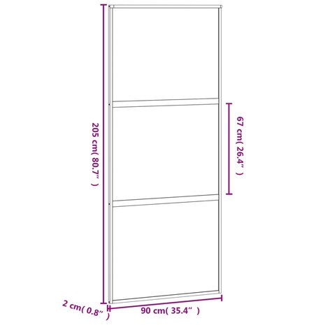 Schuifdeur 90x205 cm gehard glas en aluminium wit 8