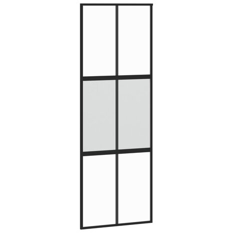 Schuifdeur 76x205 cm gehard glas en aluminium zwart 2