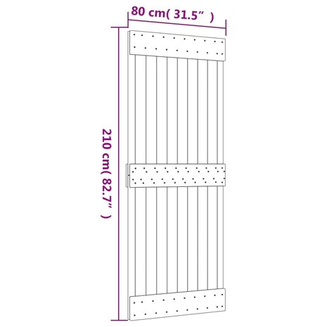 Schuifdeur met beslag 80x210 cm massief grenenhout 11