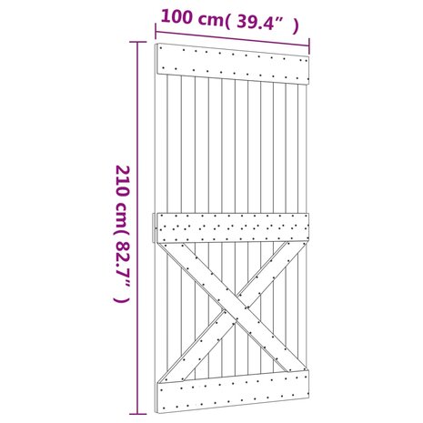 Schuifdeur met beslag 100x210 cm massief grenenhout 11