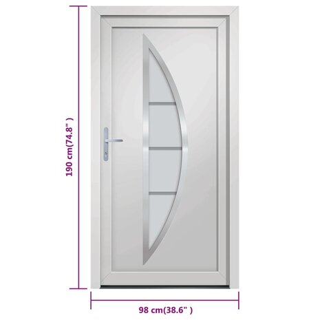 Voordeur 98x190 cm PVC wit 10