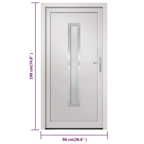 Voordeur 98x190 cm PVC wit 10