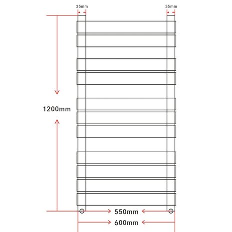 Radiator / handdoekenrek recht 600x1200 mm 6