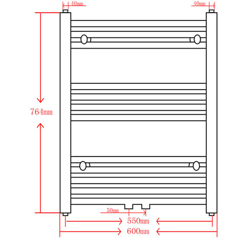 Radiator / handdoekenrek recht 600x764 mm zwart 9