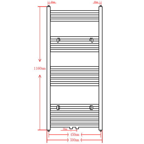 Radiator / handdoekenrek recht 500x1160 mm zwart 9