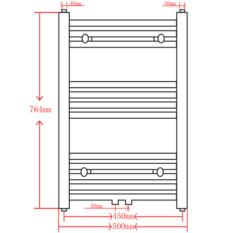 Radiator / handdoekenrek gebogen 500x764 mm zwart 9