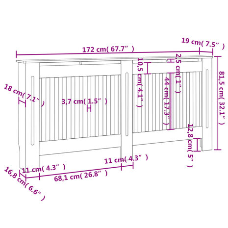 Radiatorombouw 172x19x81,5 cm MDF antraciet 8