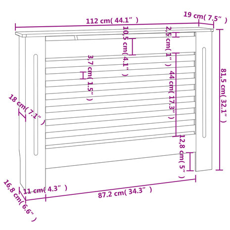 Radiatorombouw 112x19x81,5 cm MDF 8