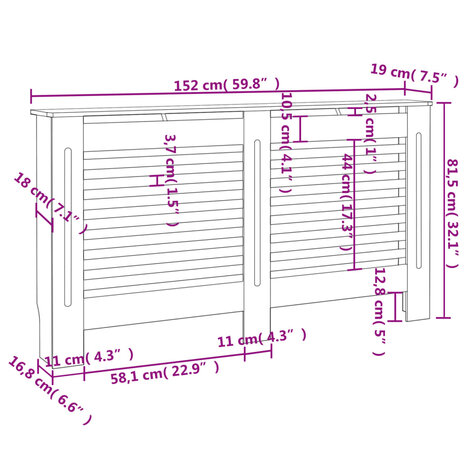 Radiatorombouw 152x19x81,5 cm MDF antraciet 8