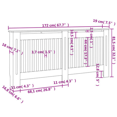 Radiatorombouw 172x19x81,5 cm MDF 8