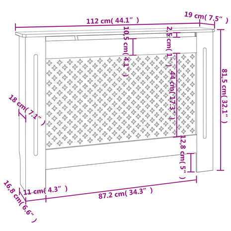 Radiatorombouw 112x19x81,5 cm MDF 8