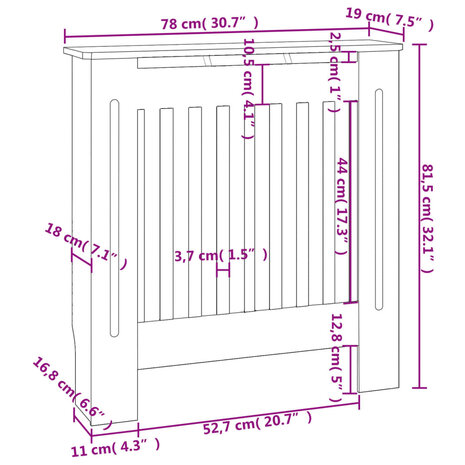 Radiatorombouw 78 cm MDF wit 7