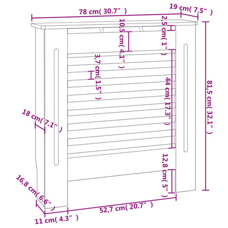 Radiatorombouw 78 cm MDF wit 7