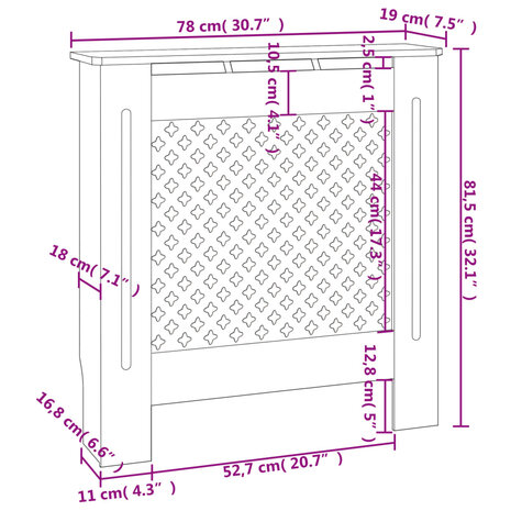 Radiatorombouw 78 cm MDF grijs 7