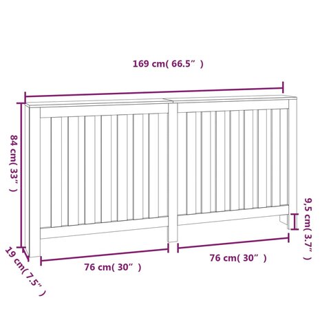 Radiatorombouw 169x19x84 cm massief grenenhout 8