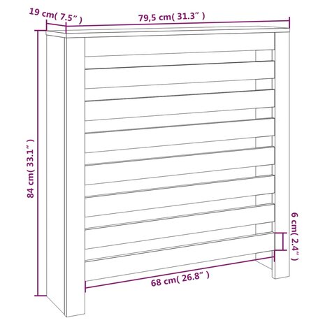 Radiatorombouw 79,5x19x84 cm massief grenenhout wit 8