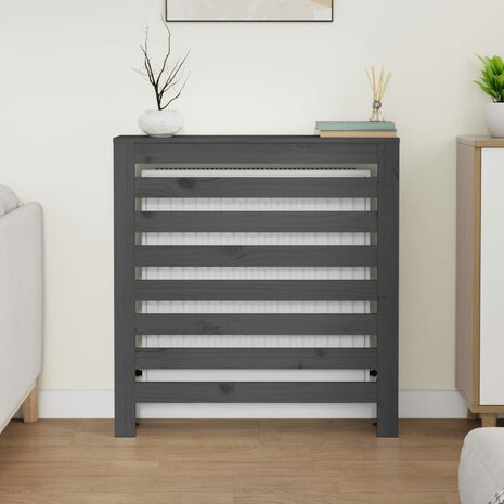 Radiatorombouw 79,5x19x84 cm massief grenenhout grijs 3