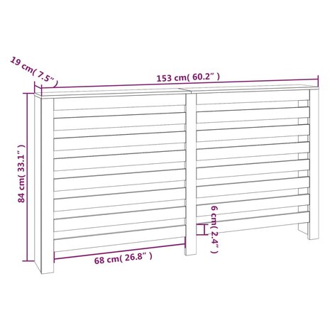 Radiatorombouw 153x19x84 cm massief grenenhout wit 8