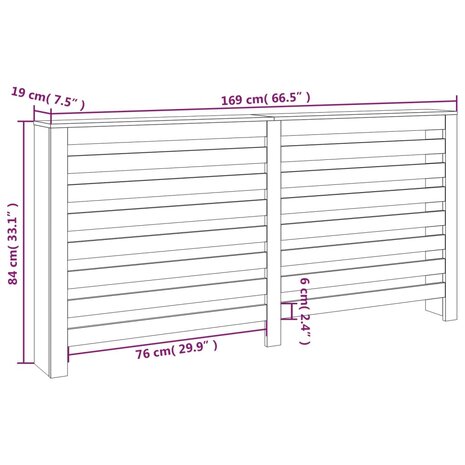 Radiatorombouw 169x19x84 cm massief grenenhout 8