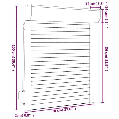 Rolluik 70x100 cm aluminium wit 6