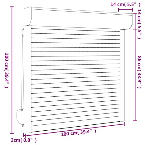 Rolluik 100x100 cm aluminium wit 6