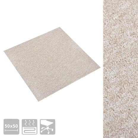 Tapijttegels 20 st 5 m² 50x50 cm lichtbeige 3