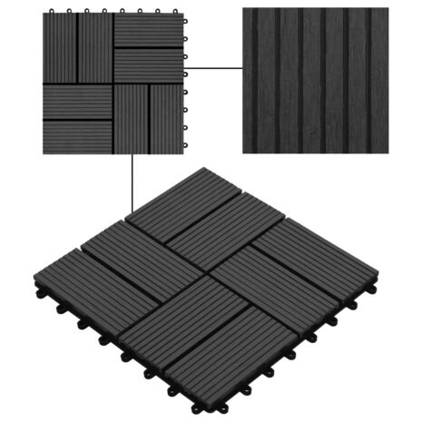 22 st Terrastegels 30x30 cm 2 m² HKC zwart 4