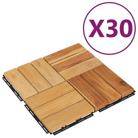 Terrastegels 30 st 30x30 cm massief teakhout 2