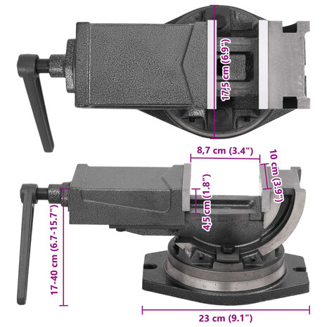 Bankschroef met 2 assen kantelbaar 100 mm 10