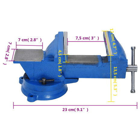 Bankschroef 100 mm gietijzer blauw 8