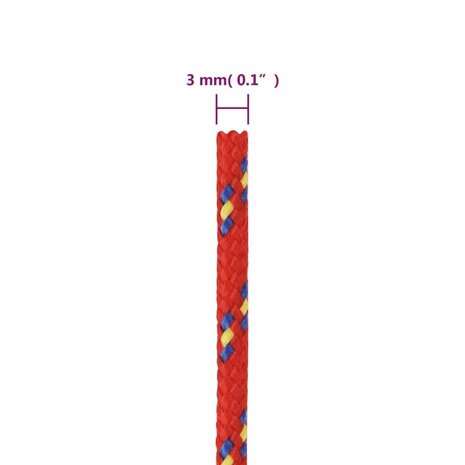 Boottouw 3 mm 25 m polypropyleen rood 6