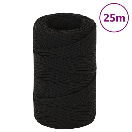 Werktouw 2 mm 25 m polyester zwart 1