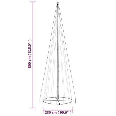 Kegelkerstboom 1134 LED&apos;s blauw 230x800 cm 9