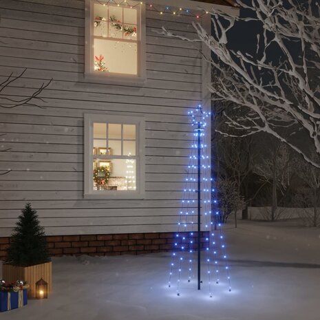 Kerstboom met grondpin 108 LED&apos;s blauw 180 cm 1