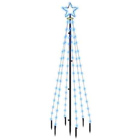 Kerstboom met grondpin 108 LED&apos;s blauw 180 cm 2