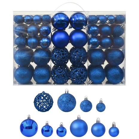 100-delige Kerstballenset blauw 1