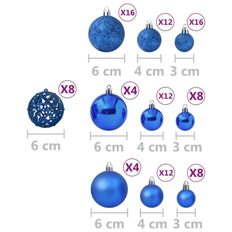 100-delige Kerstballenset blauw 6