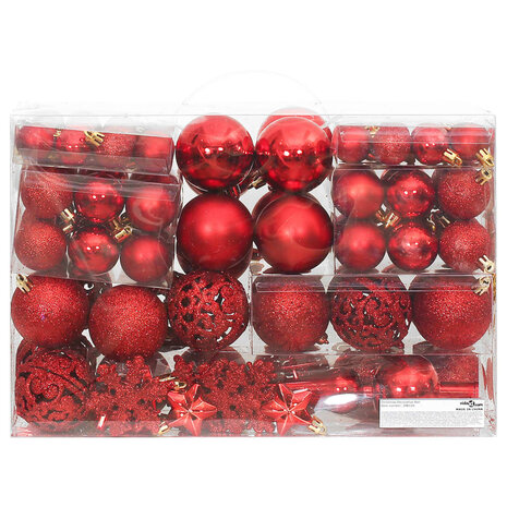 111-delige Kerstballenset polystyreen rood 3