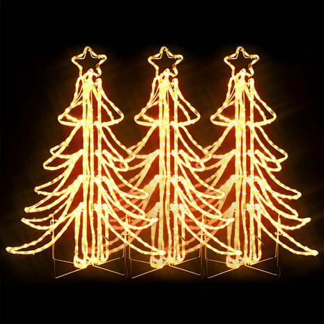 Kerstfiguur boom 3 st inklapbaar met LED&apos;s 87x87x93 cm warmwit 2