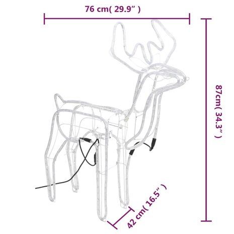 Kerstfiguur rendier met bewegende kop 3 st warmwit 9