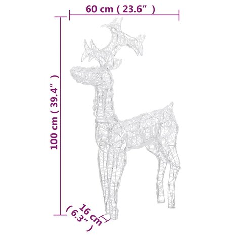 Kerstversiering rendier 3 st 60x16x100 cm acryl 9