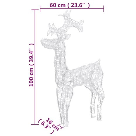 Kerstversiering rendier 2 st 60x16x100 cm acryl 7